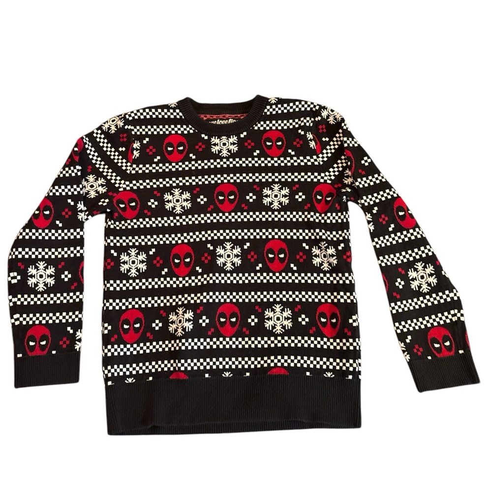 Marvel Deadpool Black and Red Holiday Sweater - size medium